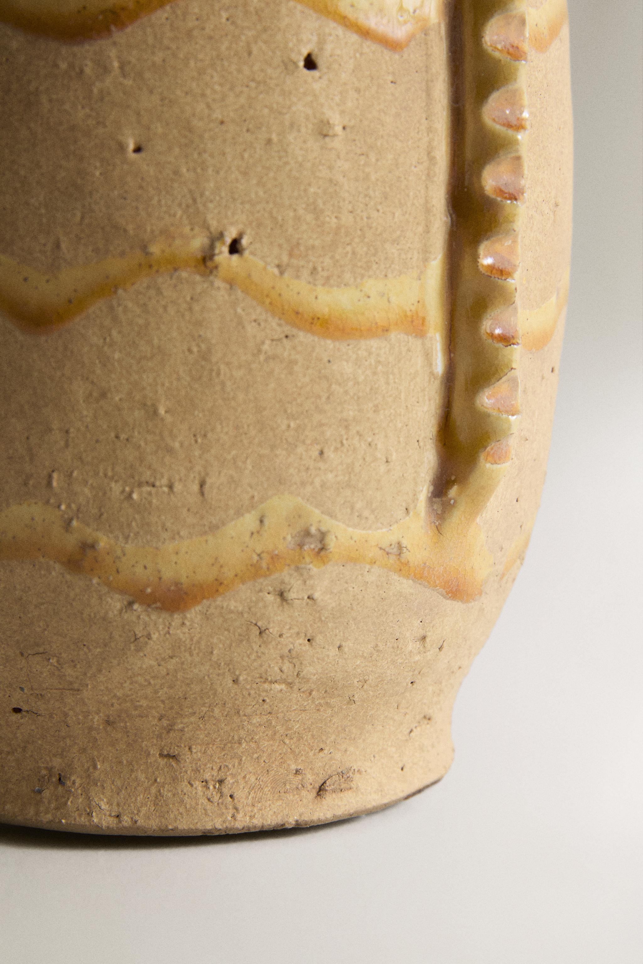DECORATIVE TERRACOTTA VASE WITH HANDLES